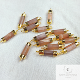 Pink Chalcedony Pendent Connector, Chalcedony Jewelry, Gemstone Connector, Bar Connector, Tube Pendent, Double Loop, Necklace Making Pendent